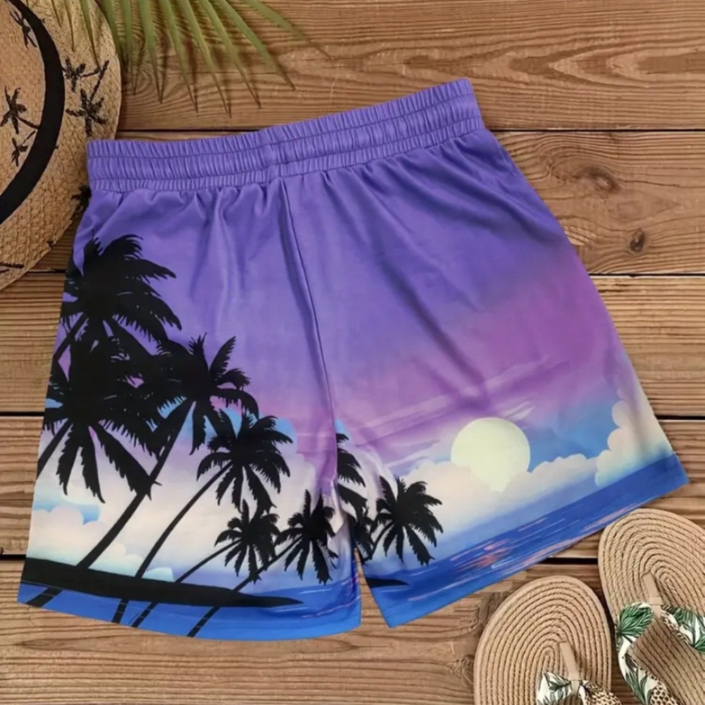 Ladies New Summer Palm Tree Shorts. Medium